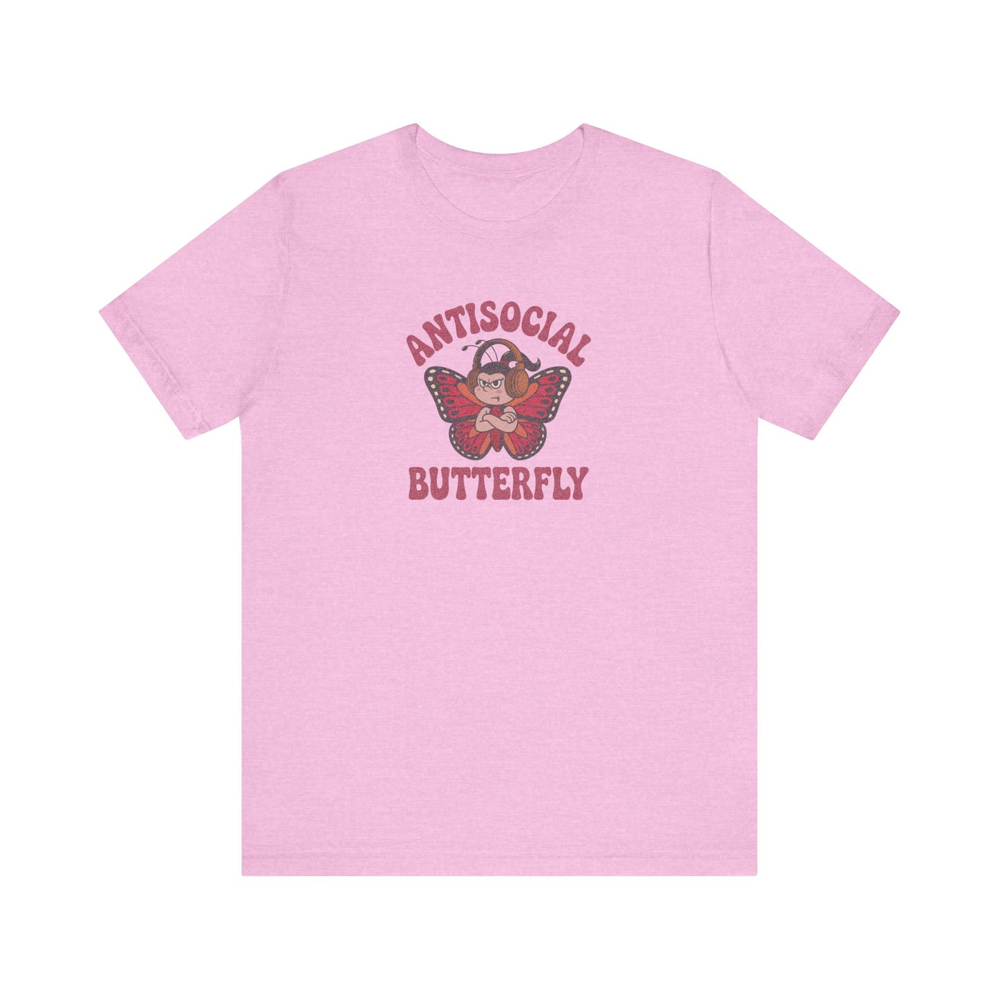 Antisocial Butterfly (Female) — Retro Workout Tee (Light)