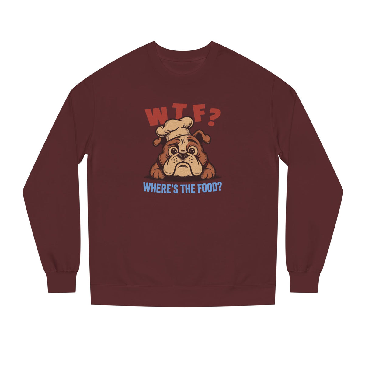 WTF? Where’s the Food? — Bulldog Chef Retro Sweatshirt (Dark)