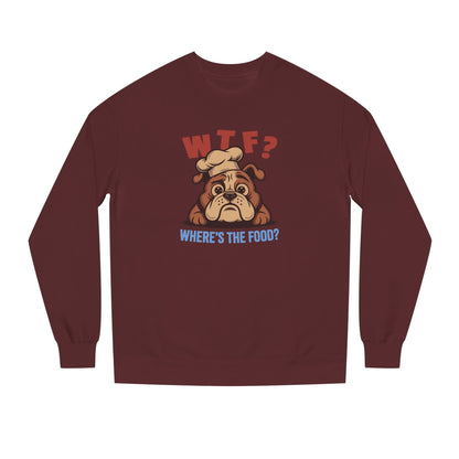 WTF? Where’s the Food? — Bulldog Chef Retro Sweatshirt (Dark)