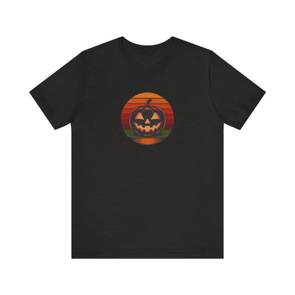 Retro Jack: Bold Grin — Halloween Sunset Tee (Dark)