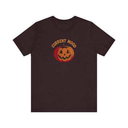 Current Mood (Classic Pumpkin) — Retro Halloween Tee (Dark)