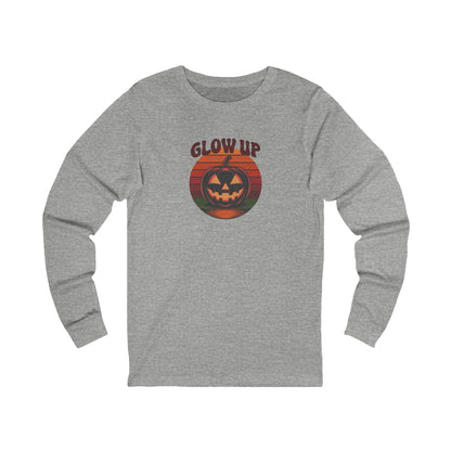 Halloween Glow Up Pumpkin — Retro Autumn Sunset Long Sleeve (Light)