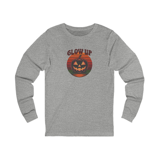 Halloween Glow Up Pumpkin — Retro Autumn Sunset Long Sleeve (Light)