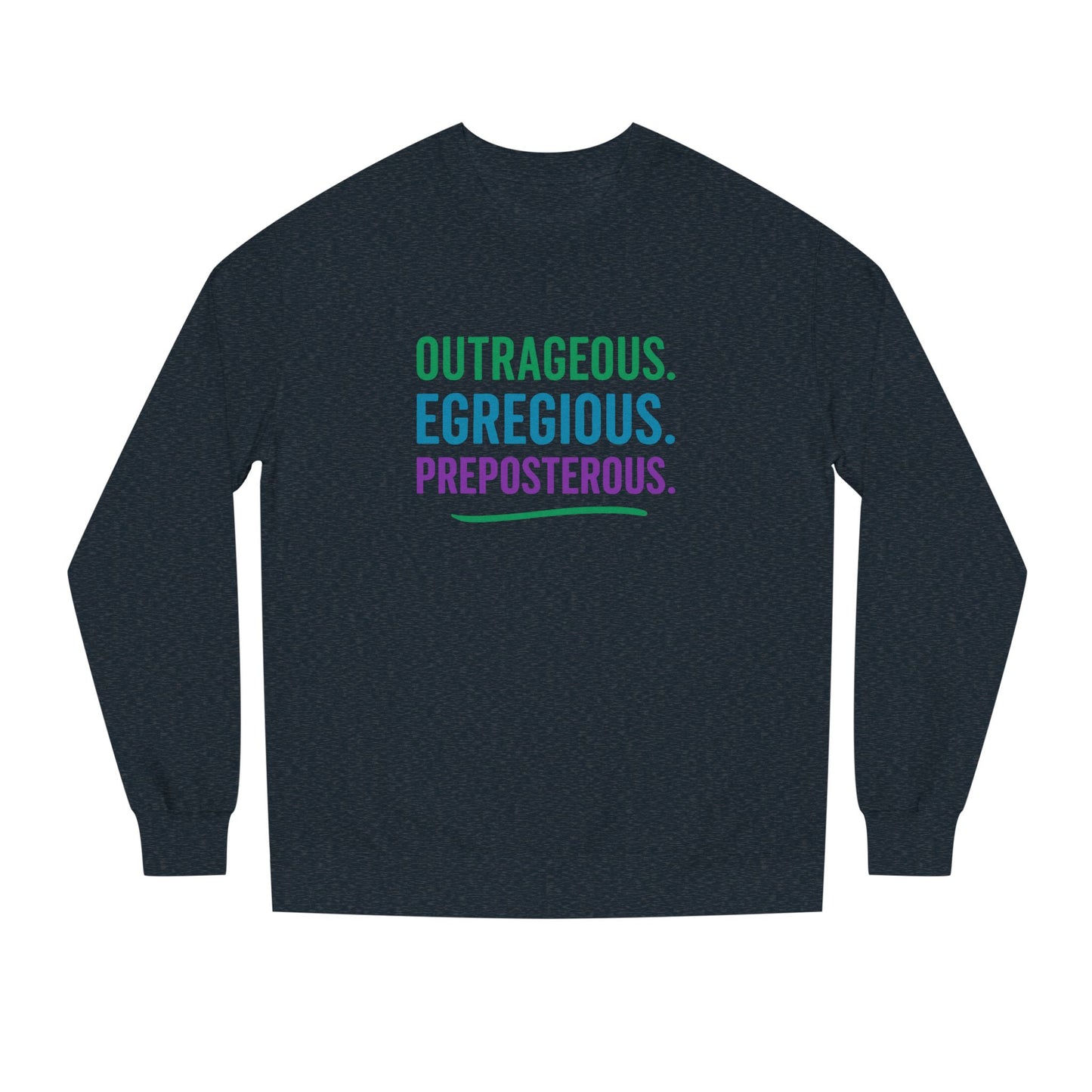 Outrageous Egregious Preposterous (Cool Gradient) — Seinfeld Retro Sweatshirt (Dark)