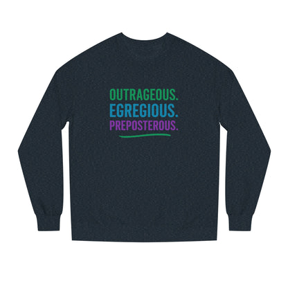 Outrageous Egregious Preposterous (Cool Gradient) — Seinfeld Retro Sweatshirt (Dark)