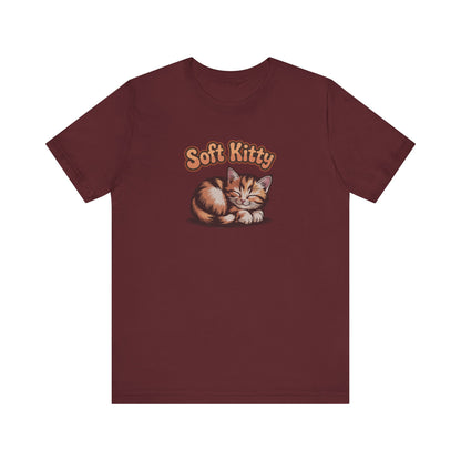 Soft Kitty Sick-Day Lullaby — Big Bang Theory Retro Tee (Dark)