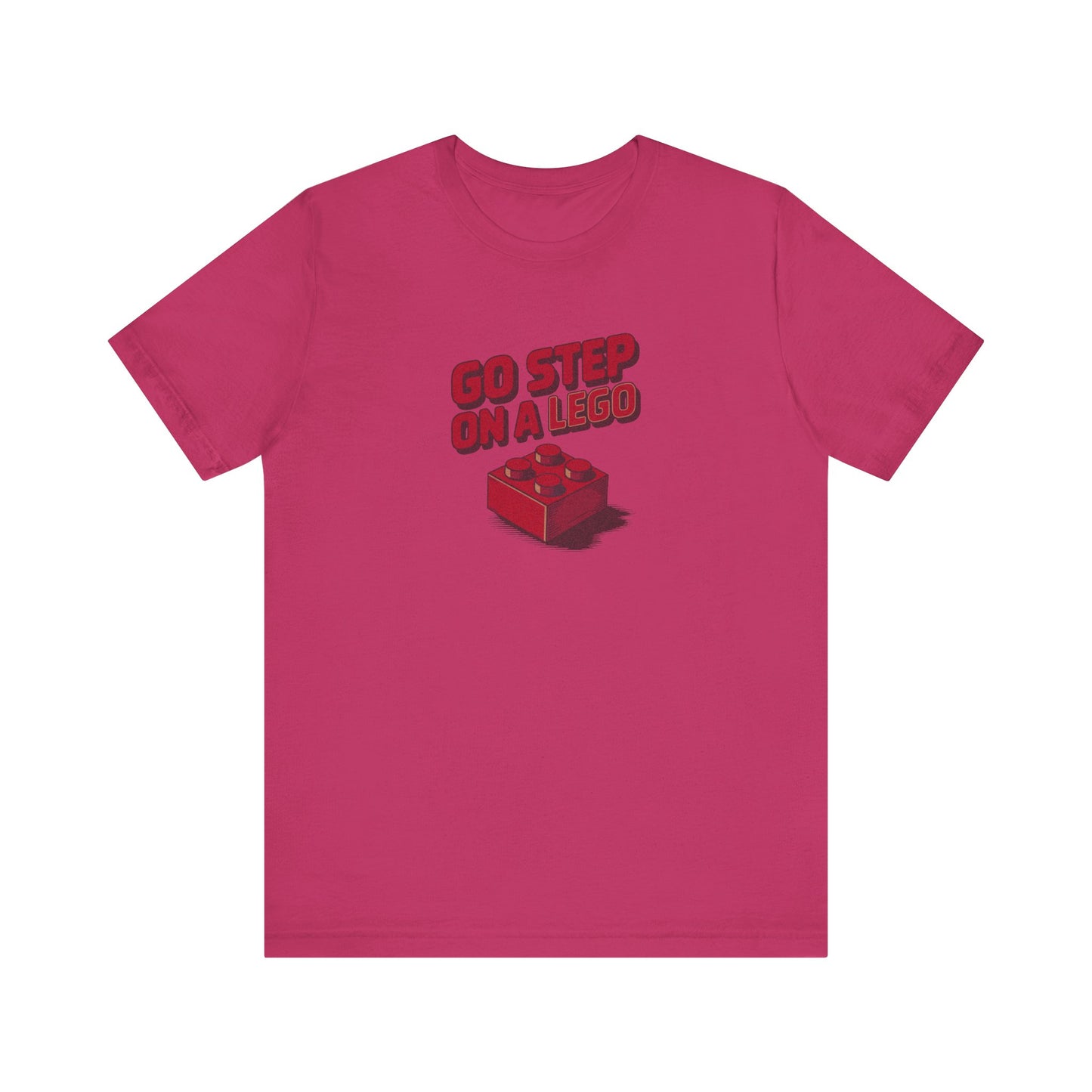 Go Step on a LEGO — Red Plastic Brick Retro Tee (Light)