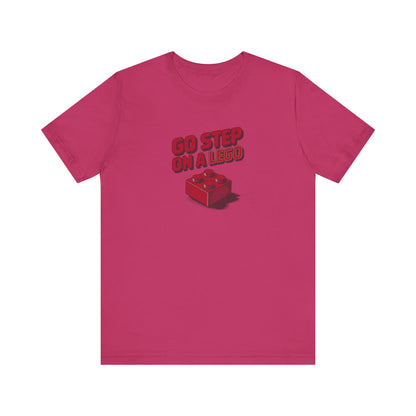 Go Step on a LEGO — Red Plastic Brick Retro Tee (Light)