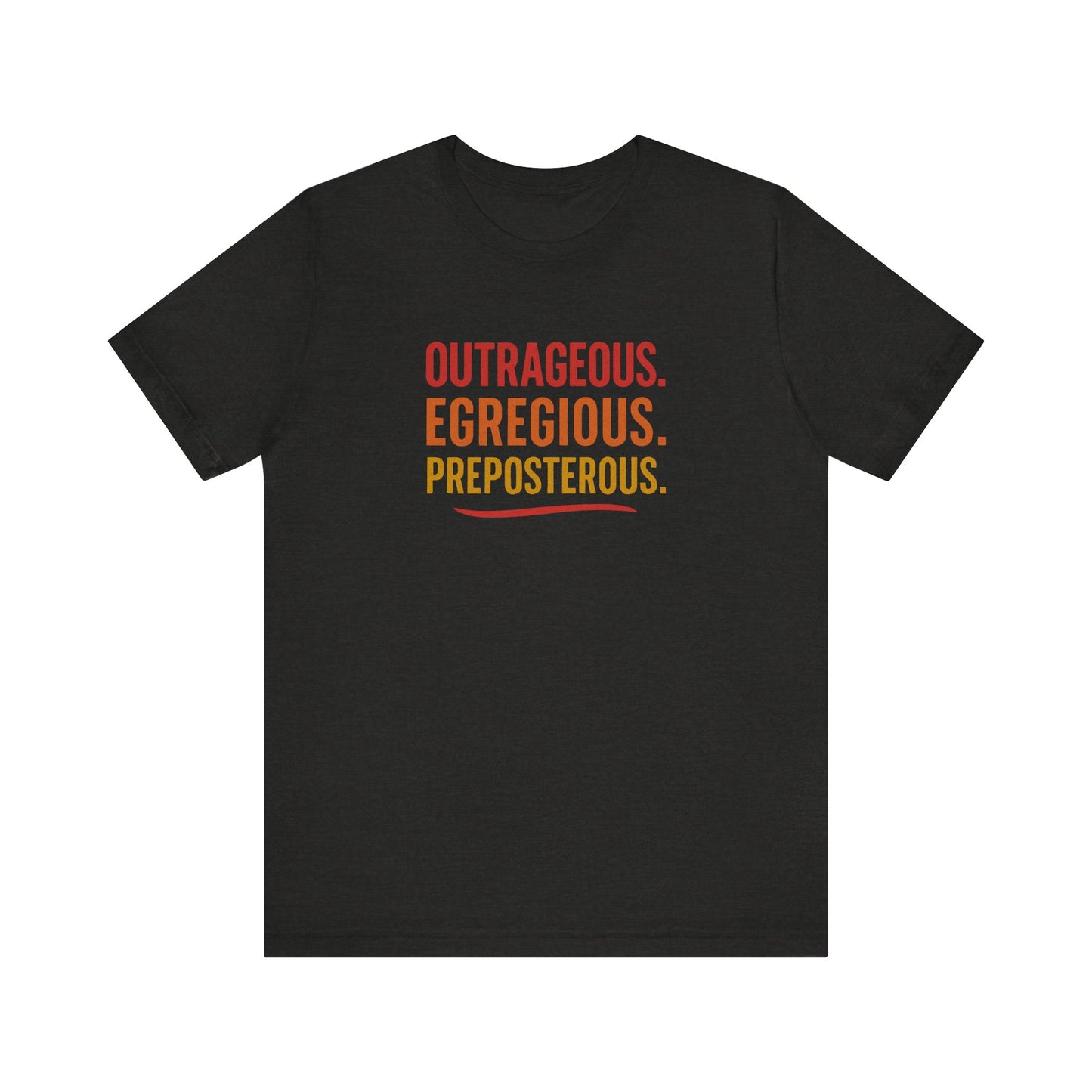 Outrageous Egregious Preposterous (Warm Gradient) — Seinfeld Retro Tee (Dark)