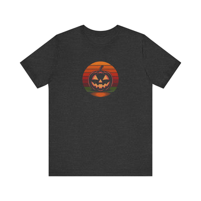 Retro Jack: Bold Grin — Halloween Sunset Tee (Dark)