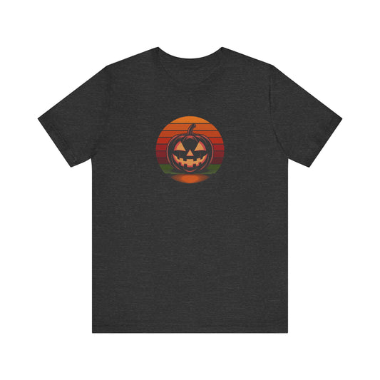 Retro Jack: Bold Grin — Halloween Sunset Tee (Dark)