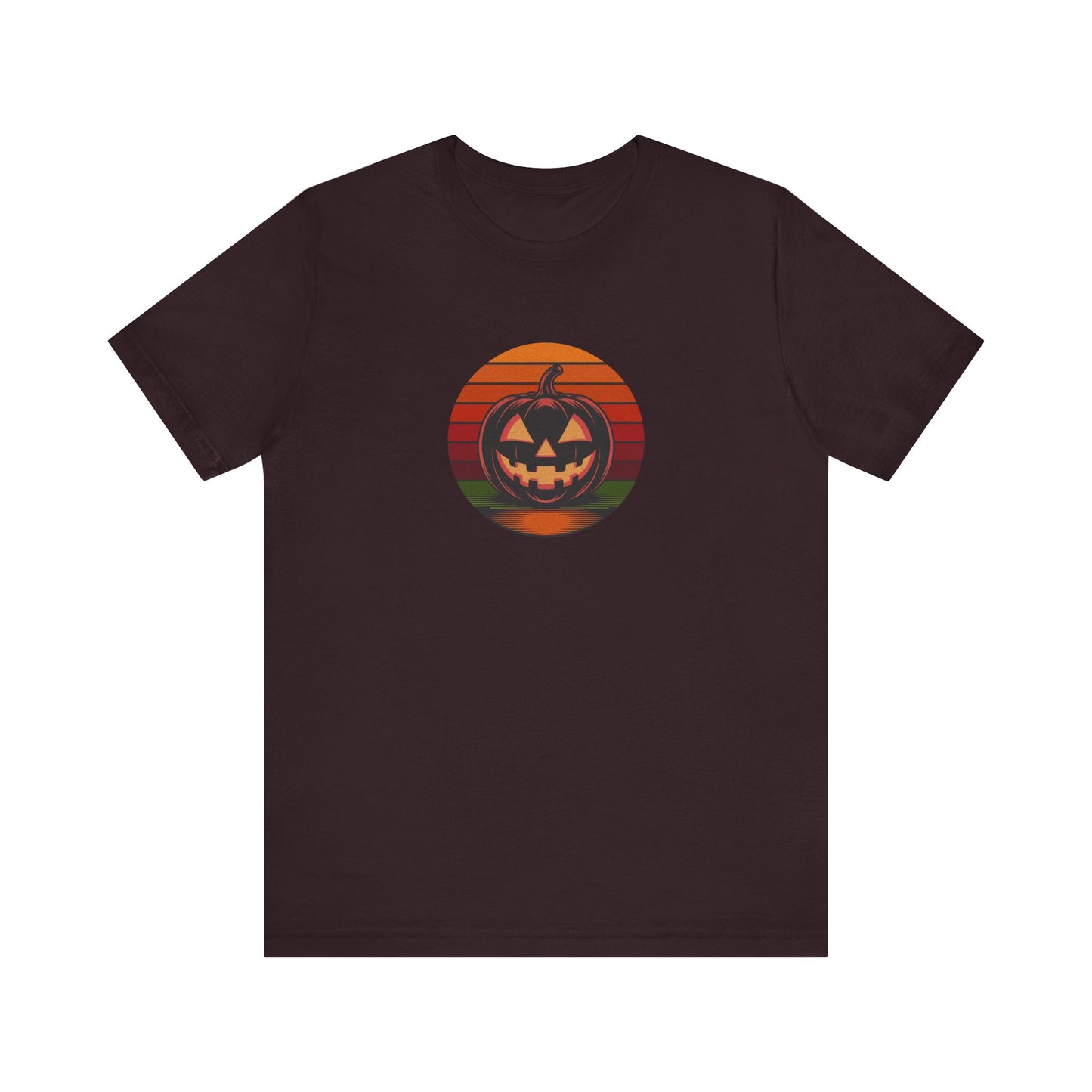 Retro Jack: Bold Grin — Halloween Sunset Tee (Dark)