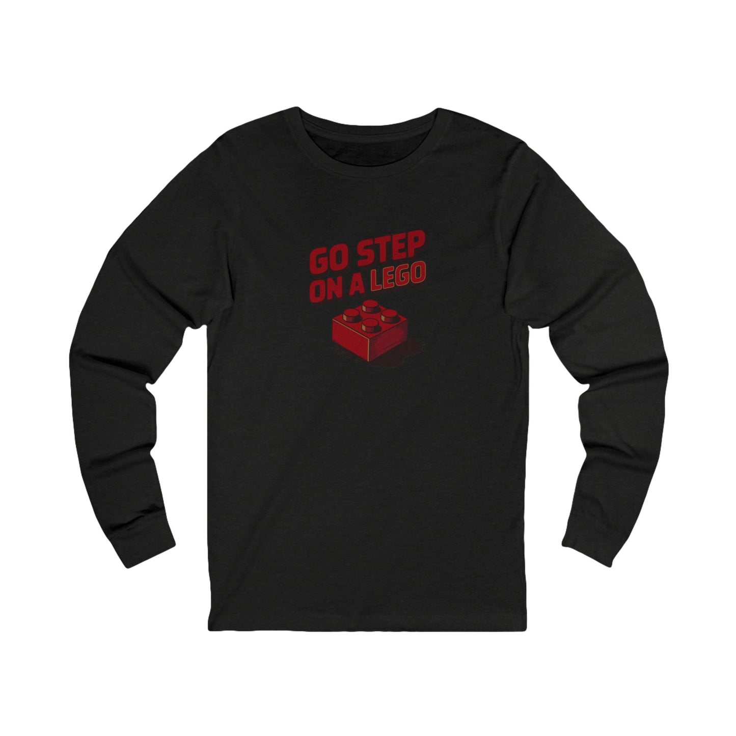 Go Step on a LEGO — Red Plastic Brick Retro Long Sleeve (Dark)