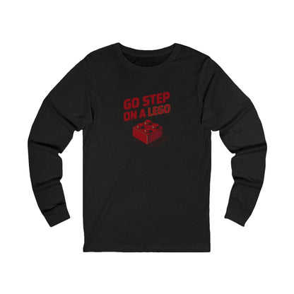 Go Step on a LEGO — Red Plastic Brick Retro Long Sleeve (Dark)