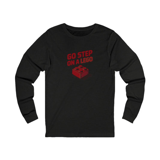 Go Step on a LEGO — Red Plastic Brick Retro Long Sleeve (Dark)
