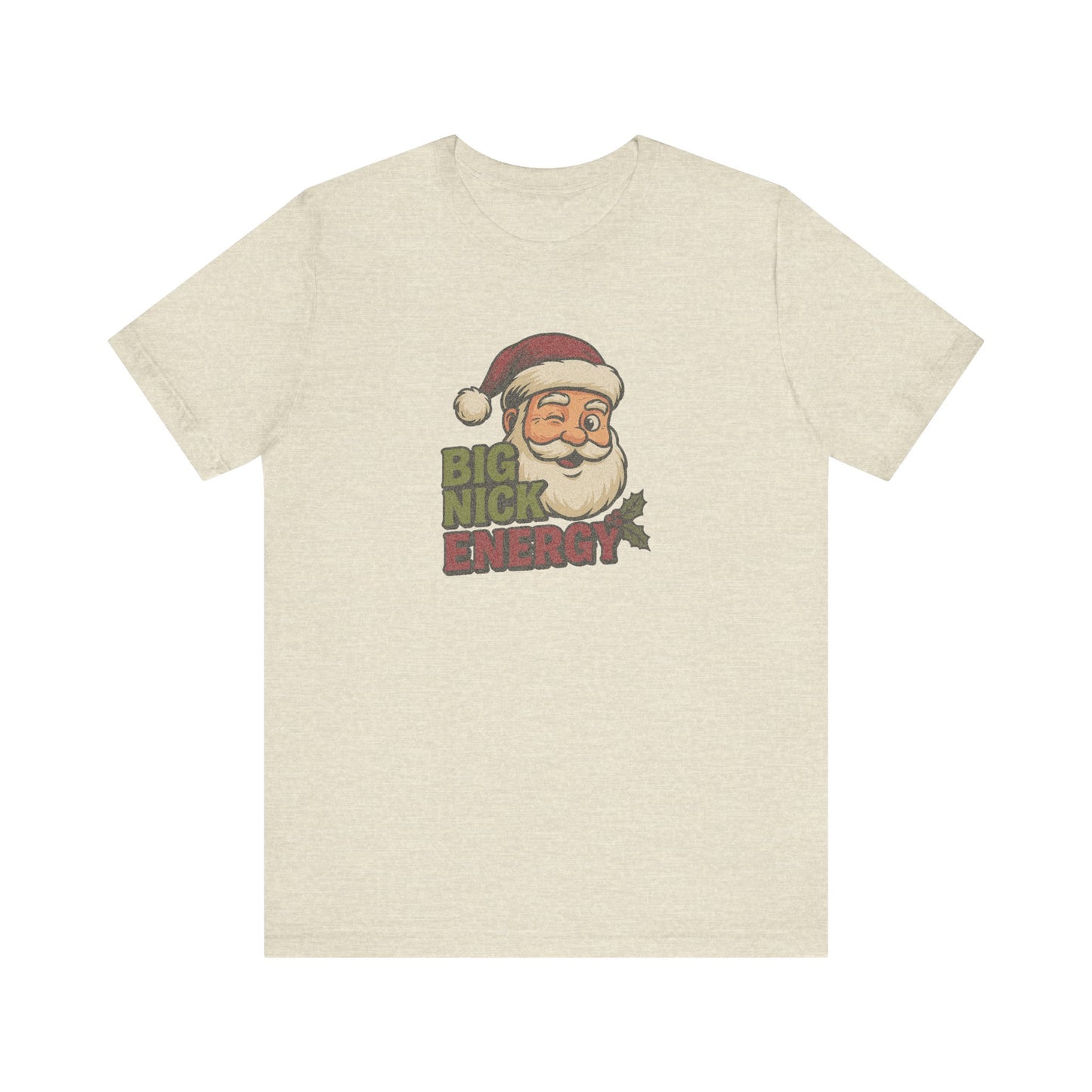 Big Nick Energy — Retro Santa Christmas Tee (Light)