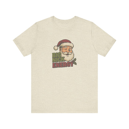 Big Nick Energy — Retro Santa Christmas Tee (Light)