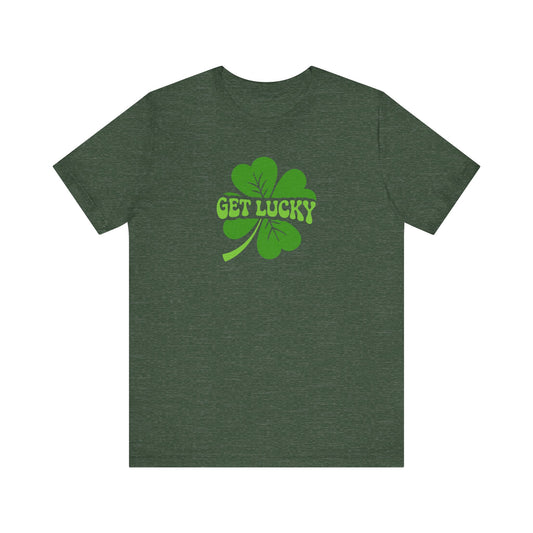 I’m Up All Night to Get Lucky — St. Patrick's Retro Tee (Dark)