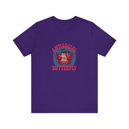 Antisocial Butterfly (Female) — Retro Workout Tee (Dark)