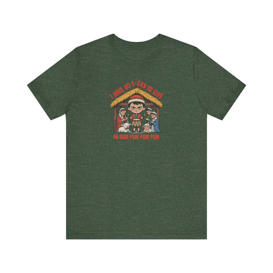I Have No F*cks to Give — Little Drummer Boy Retro Tee (Dark)