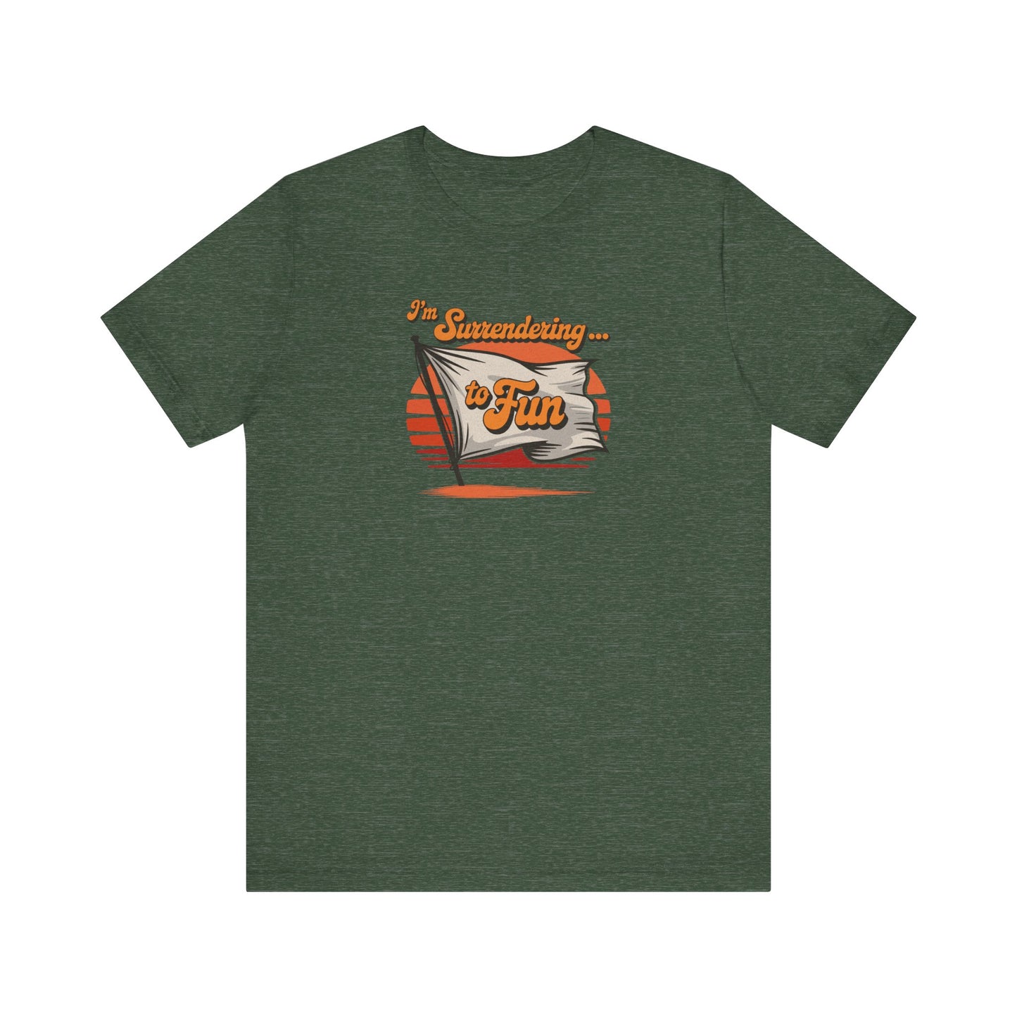 I'm Surrendering to Fun — Fun with Flags Retro Tee (Dark)