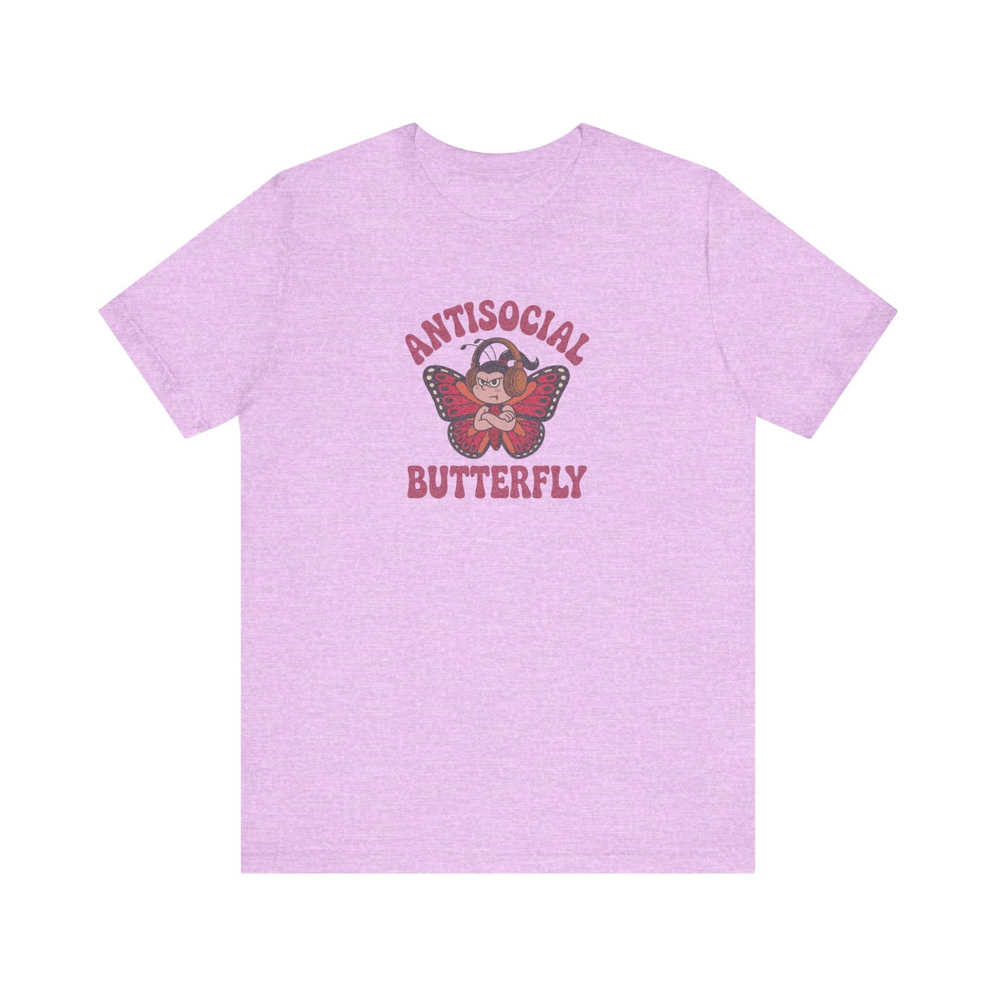Antisocial Butterfly (Female) — Retro Workout Tee (Light)