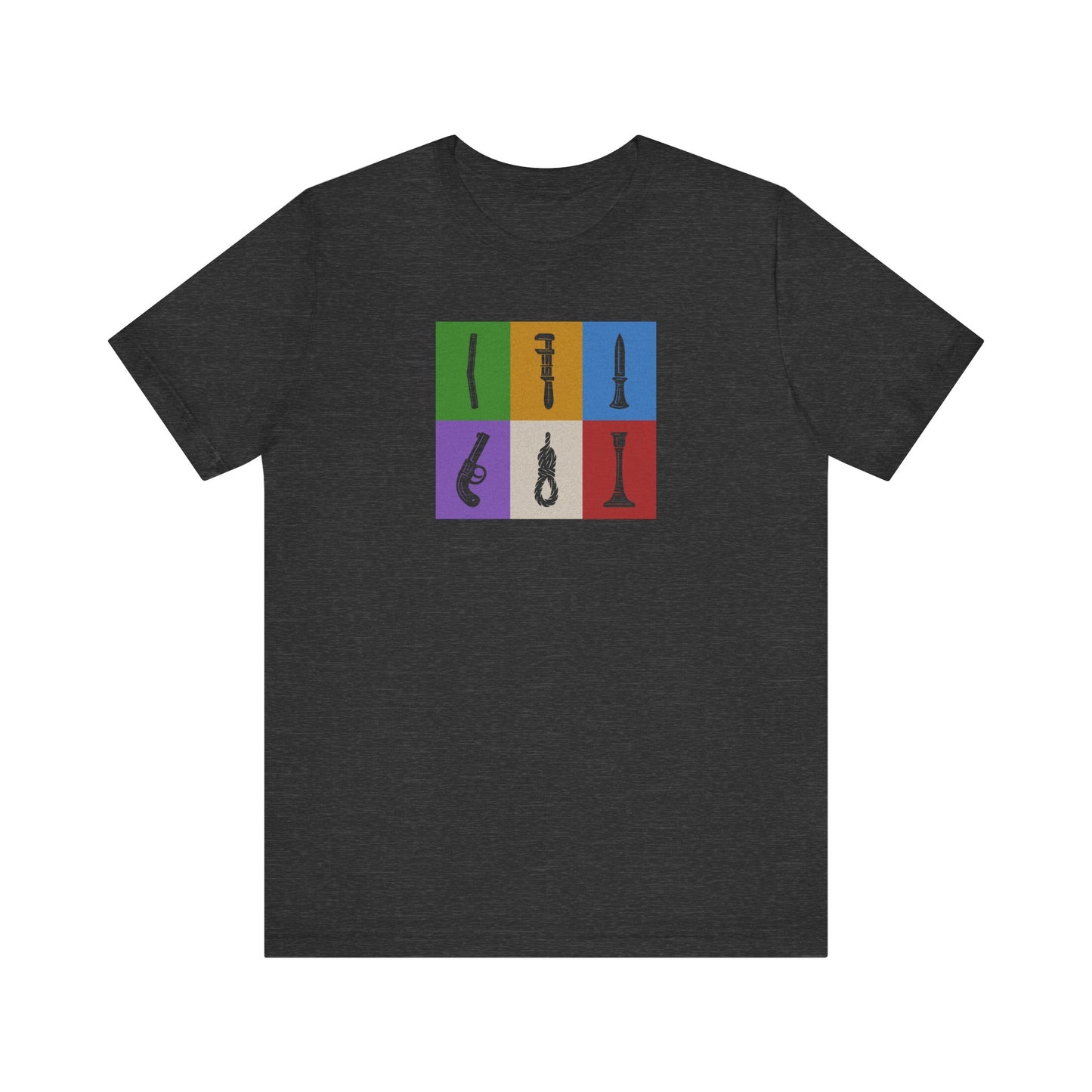 Six Ways Into the Evidence Locker — Clue Retro Tee (Dark)