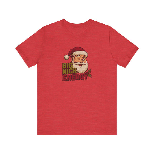 Big Nick Energy — Retro Santa Christmas Tee (Light)
