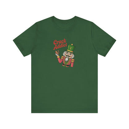 Crack Addict Nutcracker — Vintage Christmas Retro Tee (Dark)