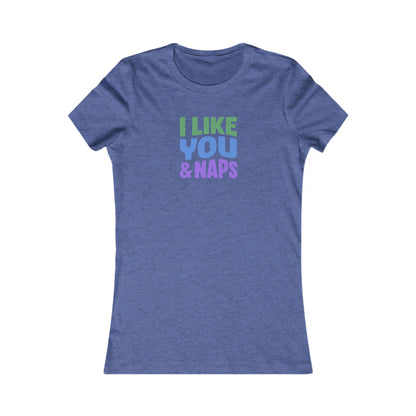 I Like You & Naps (Cool Gradient) — Retro Loungewear Women's Tee (Dark)