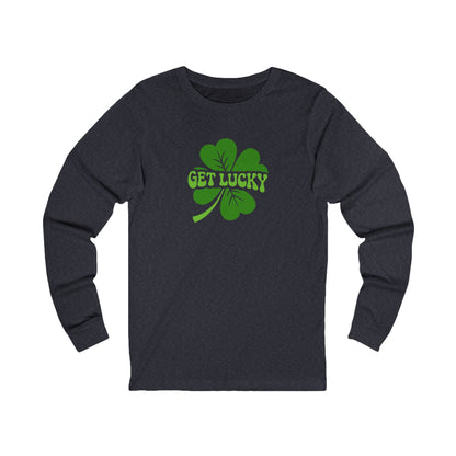 I’m Up All Night to Get Lucky — St. Patrick's Retro Long Sleeve (Dark)