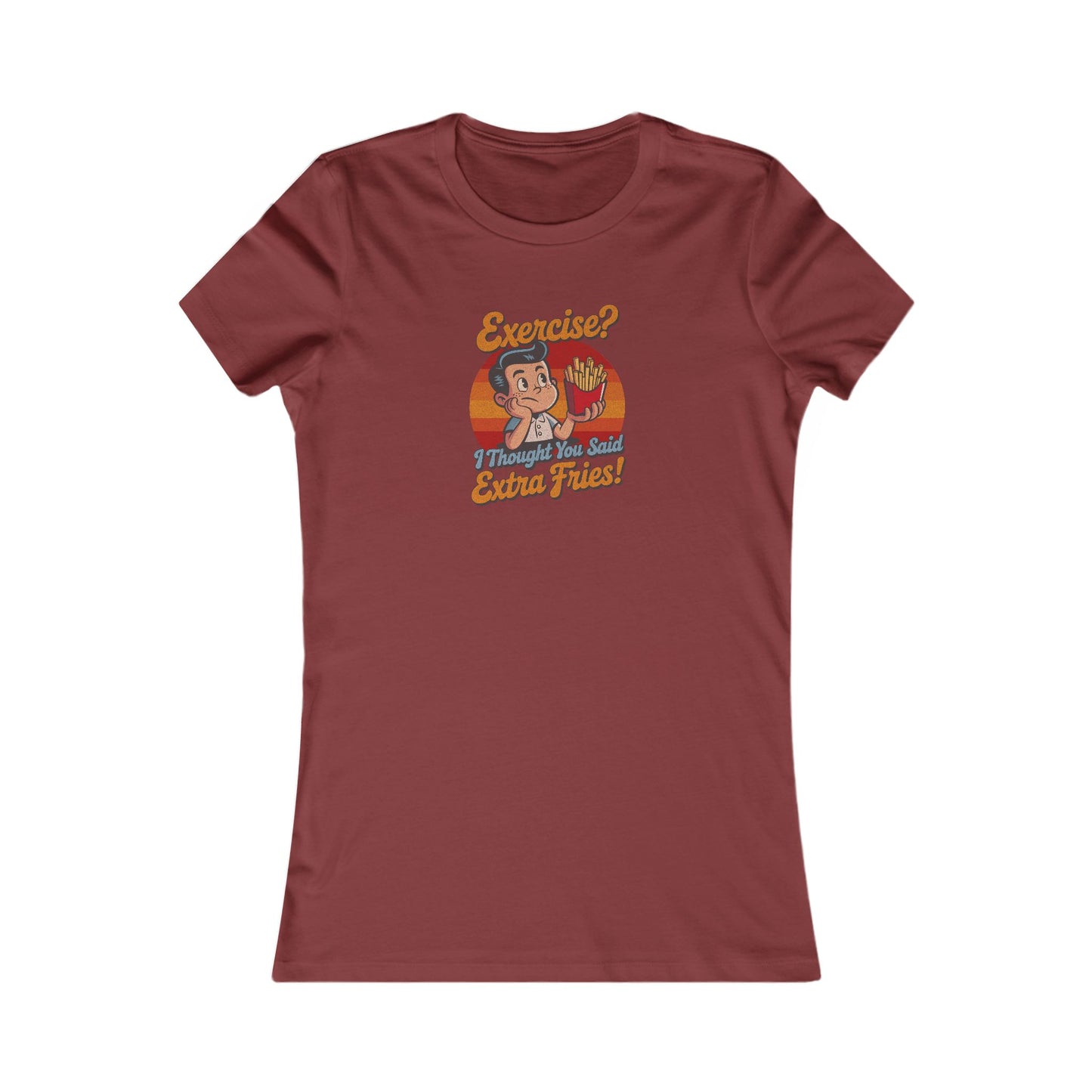 Exercise? I Thought You Said Extra Fries! — Retro Women's Tee (Dark)