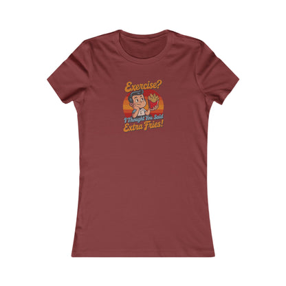 Exercise? I Thought You Said Extra Fries! — Retro Women's Tee (Dark)