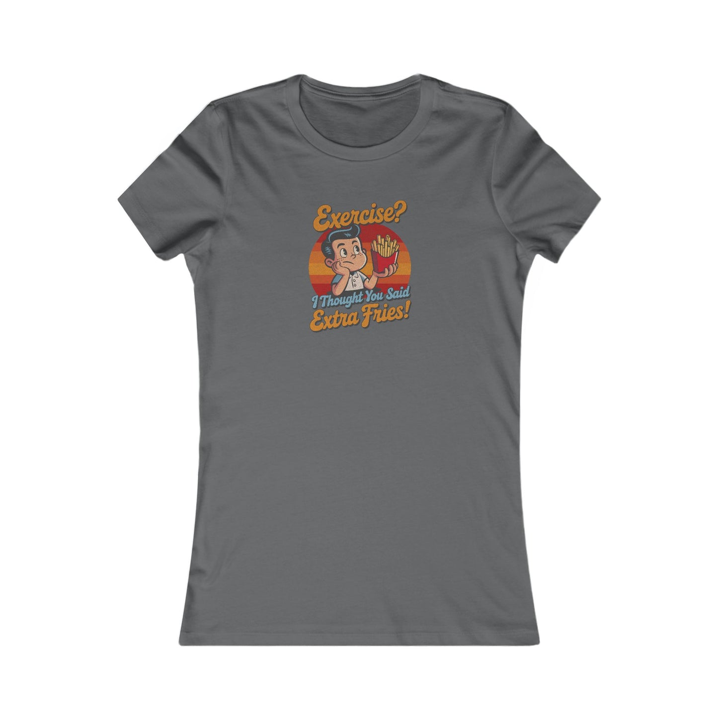 Exercise? I Thought You Said Extra Fries! — Retro Women's Tee (Dark)