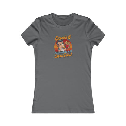 Exercise? I Thought You Said Extra Fries! — Retro Women's Tee (Dark)