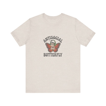 Antisocial Butterfly (Male) — Retro Workout Tee (Light)