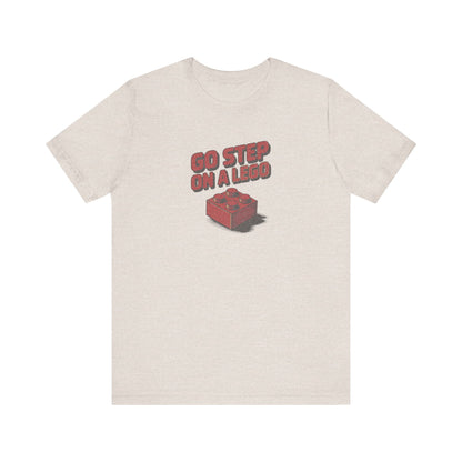 Go Step on a LEGO — Red Plastic Brick Retro Tee (Light)