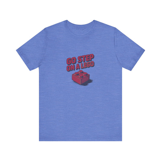 Go Step on a LEGO — Red Plastic Brick Retro Tee (Light)