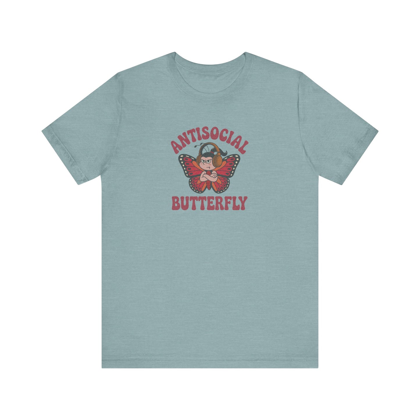 Antisocial Butterfly (Female) — Retro Workout Tee (Light)