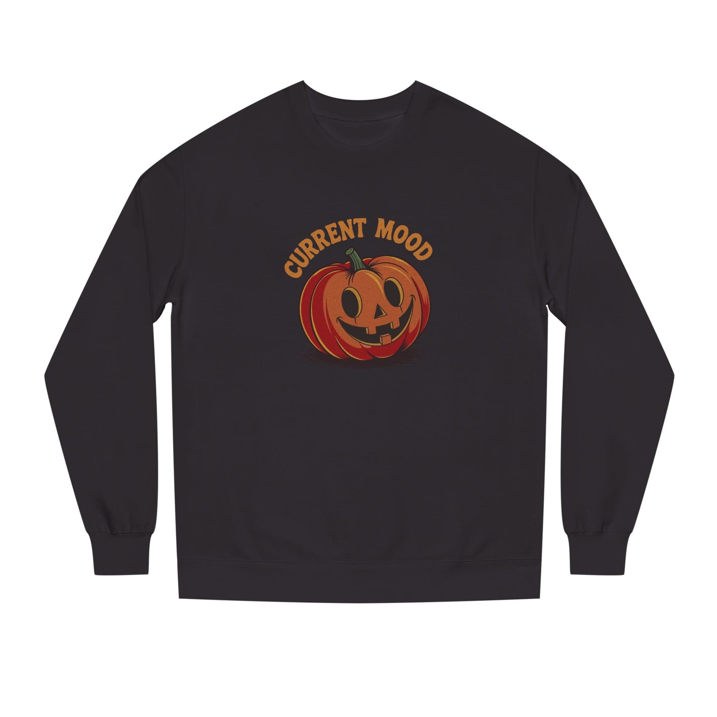 Current Mood (Cute Pumpkin) — Retro Halloween Sweatshirt (Dark)