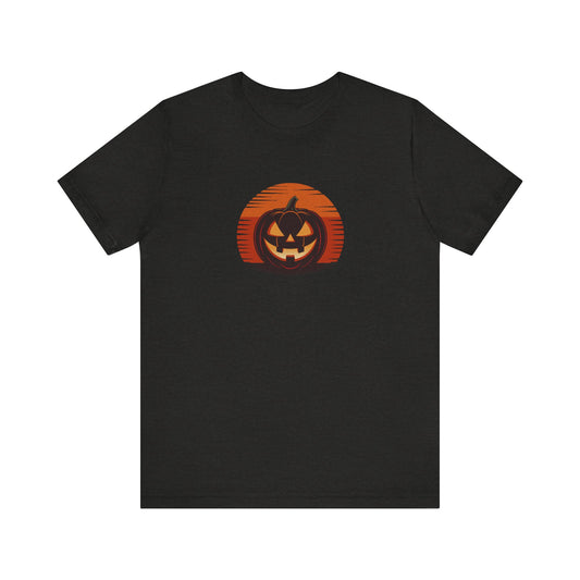 Retro Jack: Sliced Sunset — Halloween Sunset Tee (Dark)