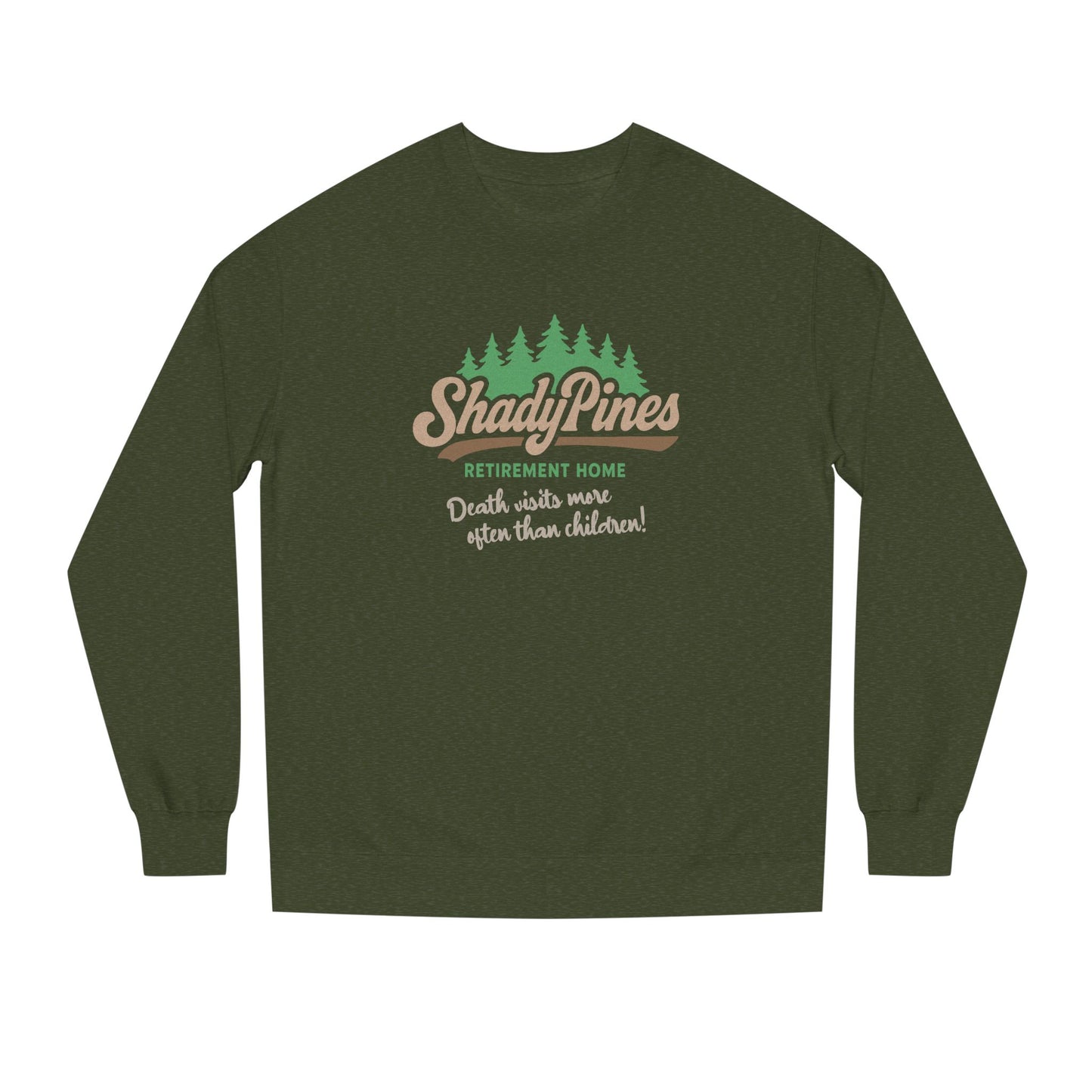 Shady Pines (Death Visits More Often Than Children) — Retro Sweatshirt (Dark)