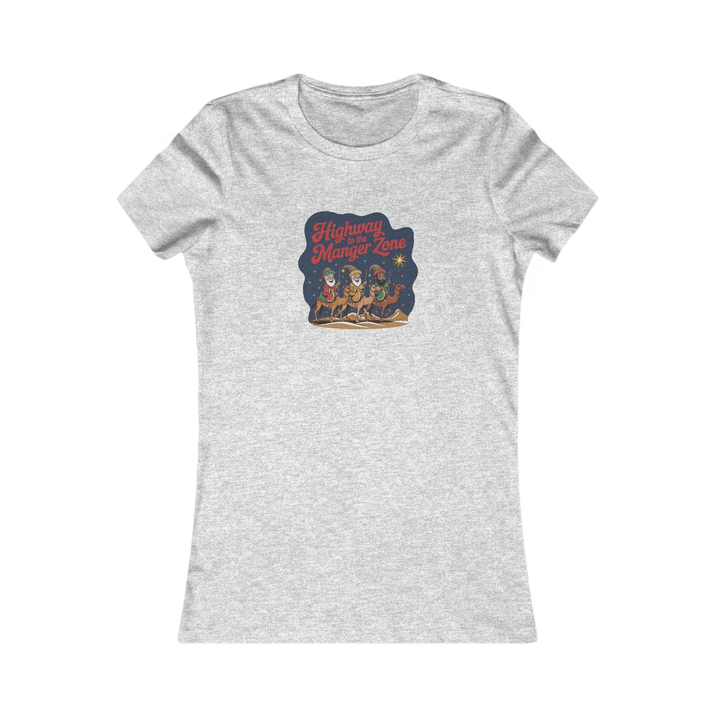 Highway to the Manger Zone — Top Gun-Inspired Christmas Women's Tee (Light)