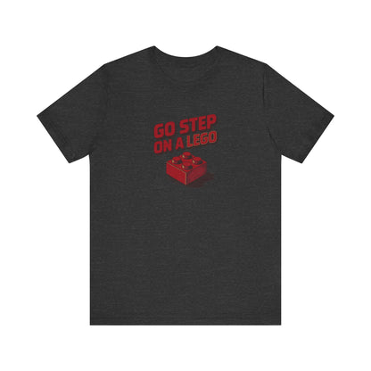 Go Step on a LEGO — Red Plastic Brick Retro Tee (Dark)