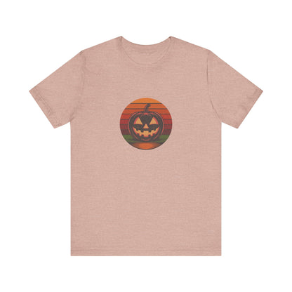 Retro Jack: Bold Grin — Halloween Sunset Tee (Light)