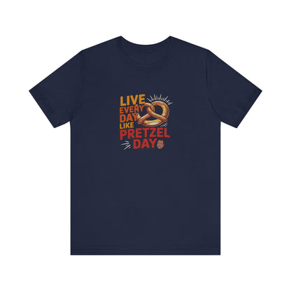 Live Every Day Like Pretzel Day — Stanley Hudson Retro Tee (Dark)
