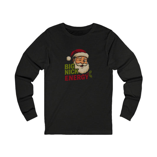 Big Nick Energy — Retro Santa Christmas Long Sleeve (Dark)