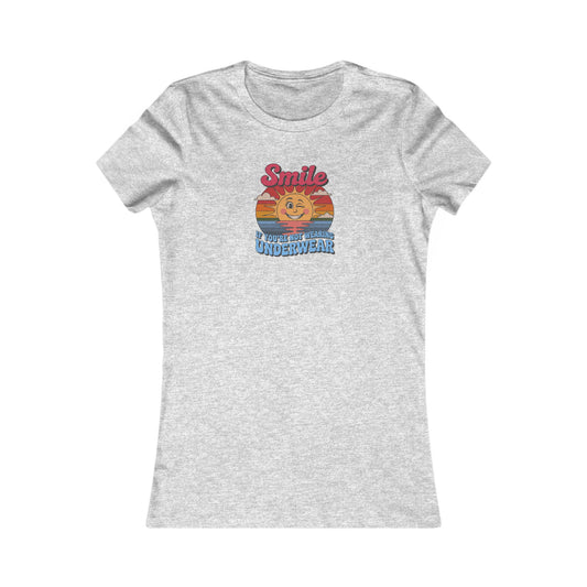 Smile If You’re Not Wearing Underwear — Retro Women's Tee (Light)
