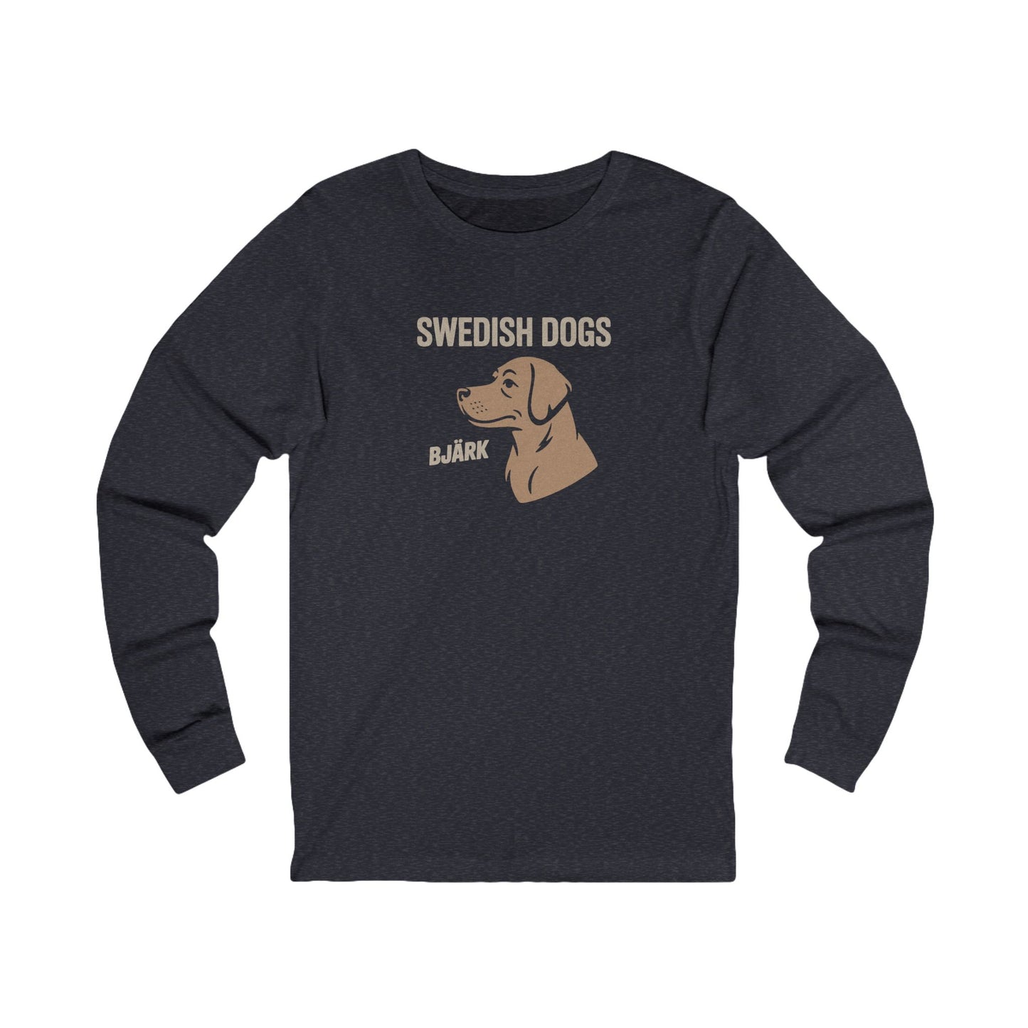 His Bjärk Is Worse Than His Bite – Minimalist Dog Pun Retro Long Sleeve (Dark)