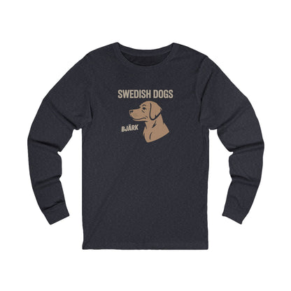His Bjärk Is Worse Than His Bite – Minimalist Dog Pun Retro Long Sleeve (Dark)